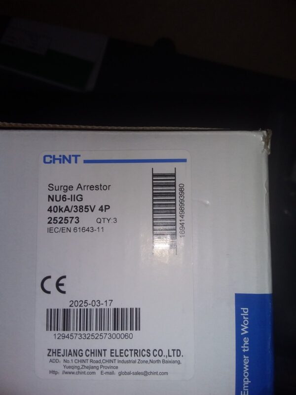 CHINT NU6-IIG 40kA 385V 4-Pole Surge Arrestor — As New (Qty Available)