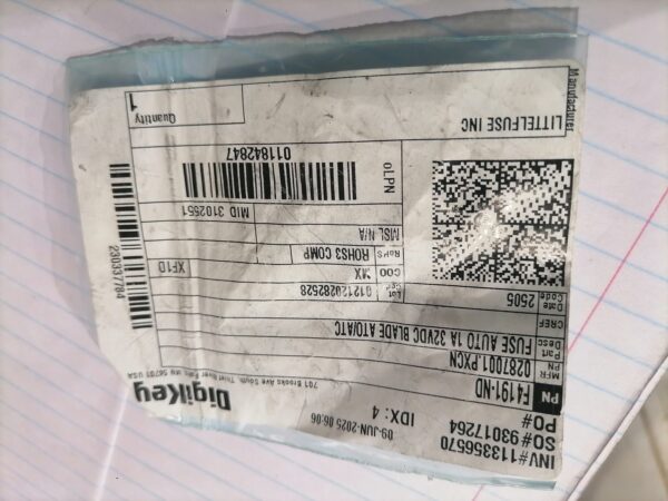 Littelfuse 0287001.PXCN 1A 32VDC ATO/ATC Blade Fuse – New Old Stock